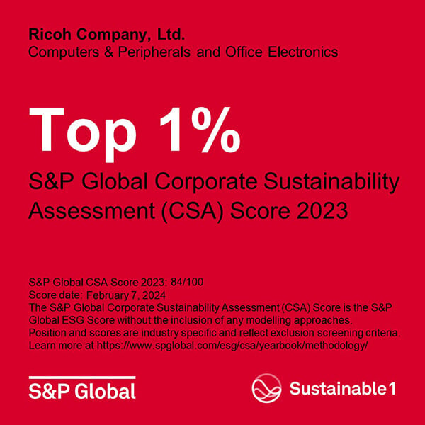 Ricoh selected as a member of the Sustainability Yearbook 2024 by S&P Global